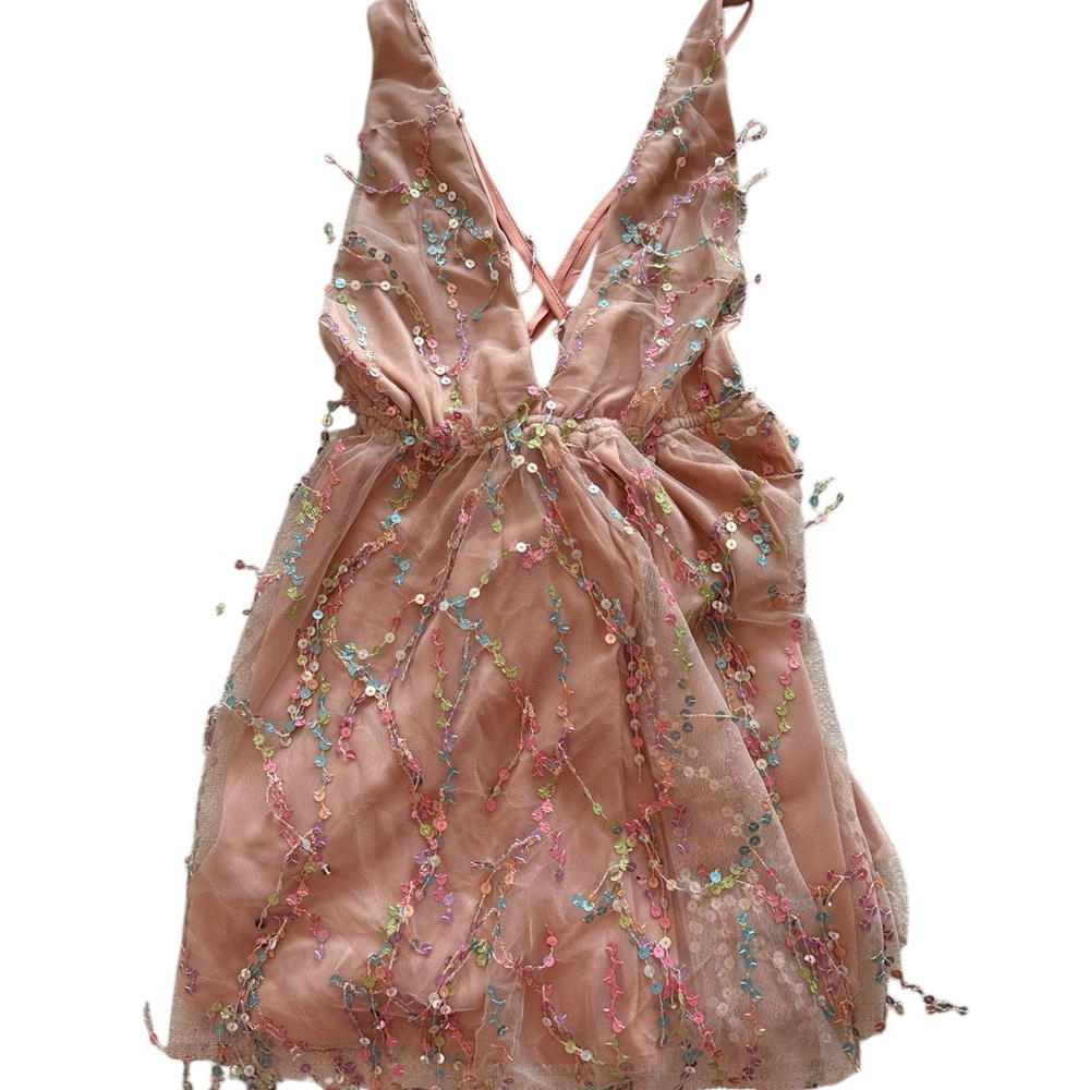 Hello Molly Blush Pink Embellished Mini Dress